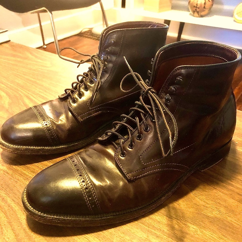 Alden x JCrew dress boots in color 8 shell cordovan.